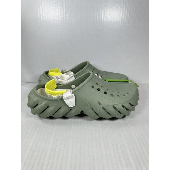 Size 10M/12W CROCS Echo Clog Moss Green Vert Mousse 207937-308 Slip On Shoes NEW - Picture 1 of 7